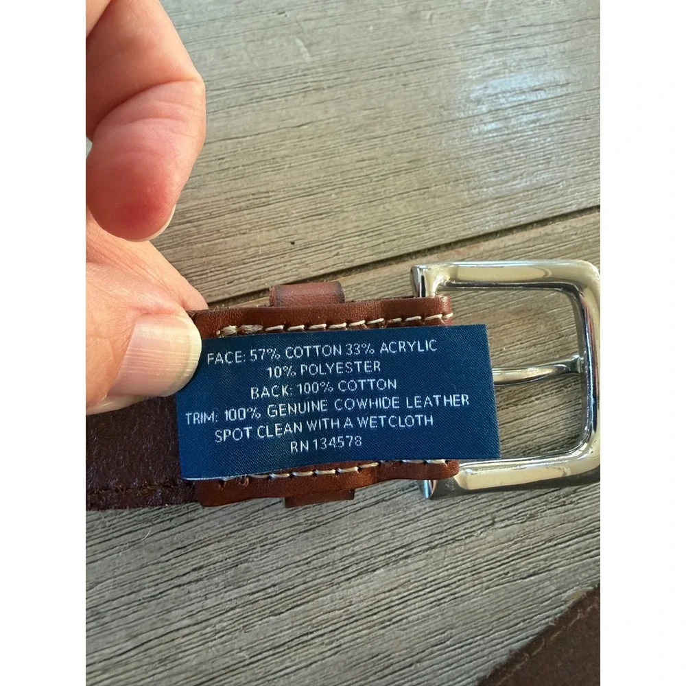 New men's 36 Vineyard Vines marlin fish embroidered icon canvas club belt